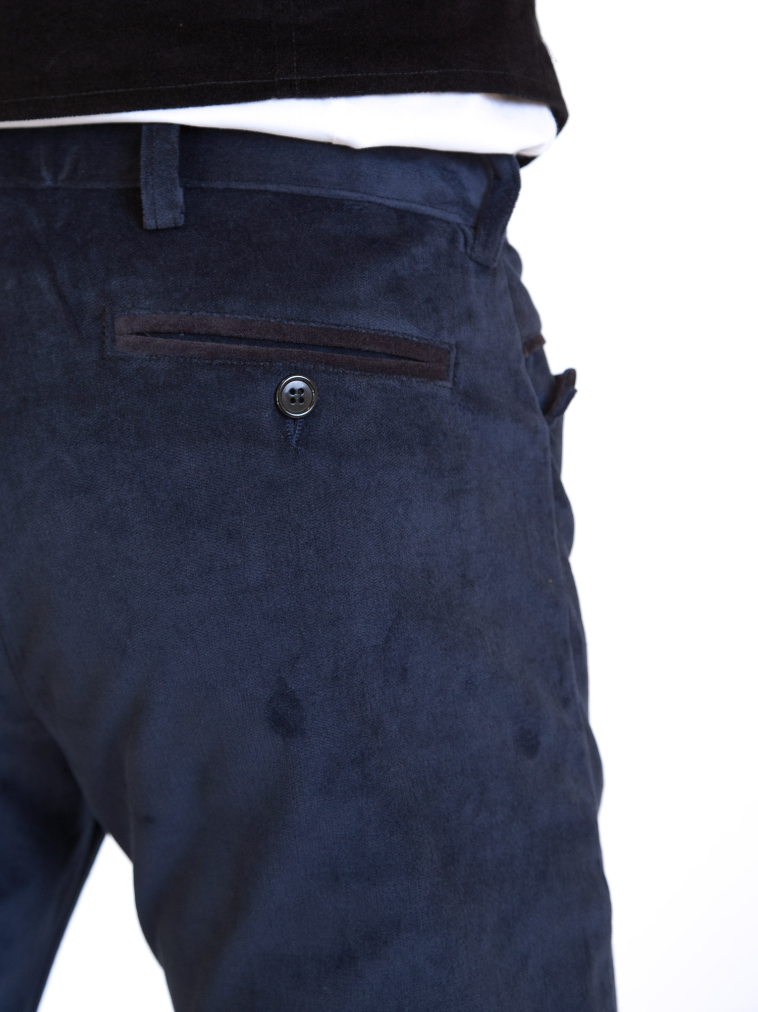 Pantaloni velluto elasticizzato blu - immagine 3