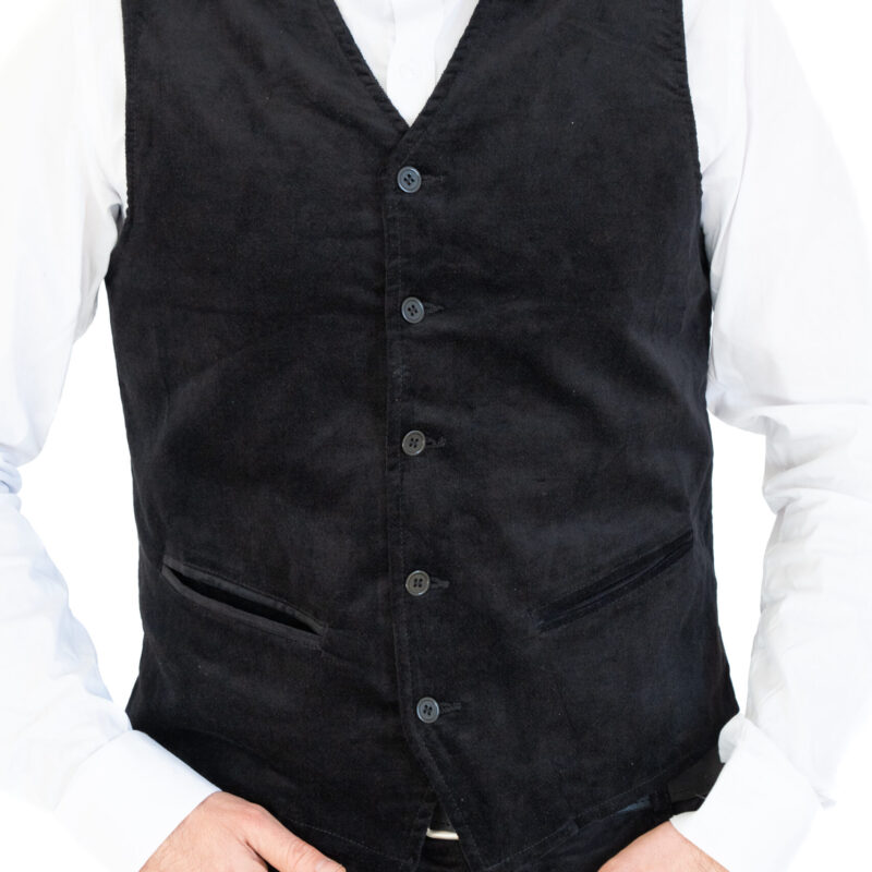 Gilet in velluto nero scollo a V