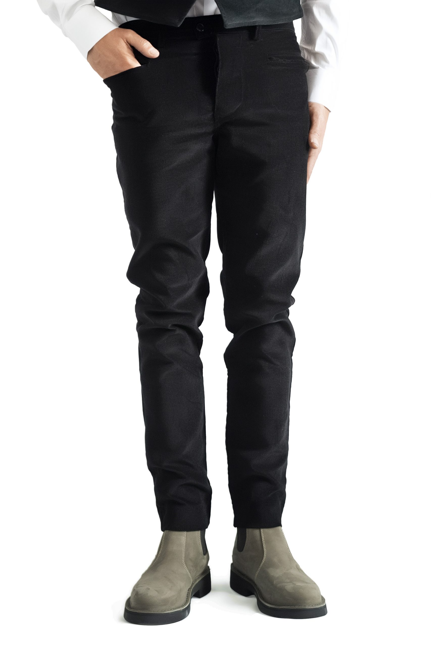 Pantalone sardo velluto nero Visconti elasticizzato - immagine 2